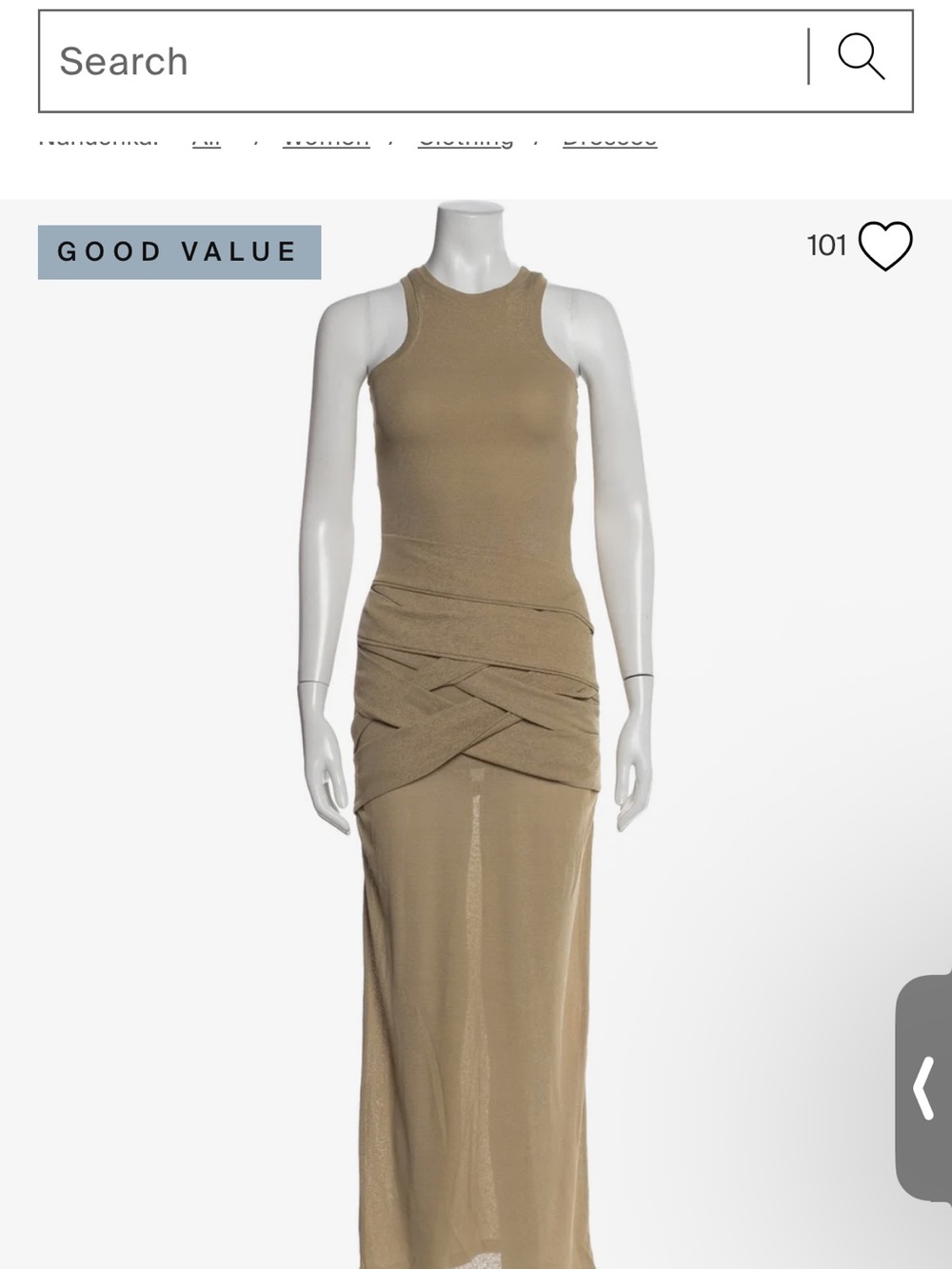 Nanushka Taupe Sleeveless Ruched Maxi Dress
